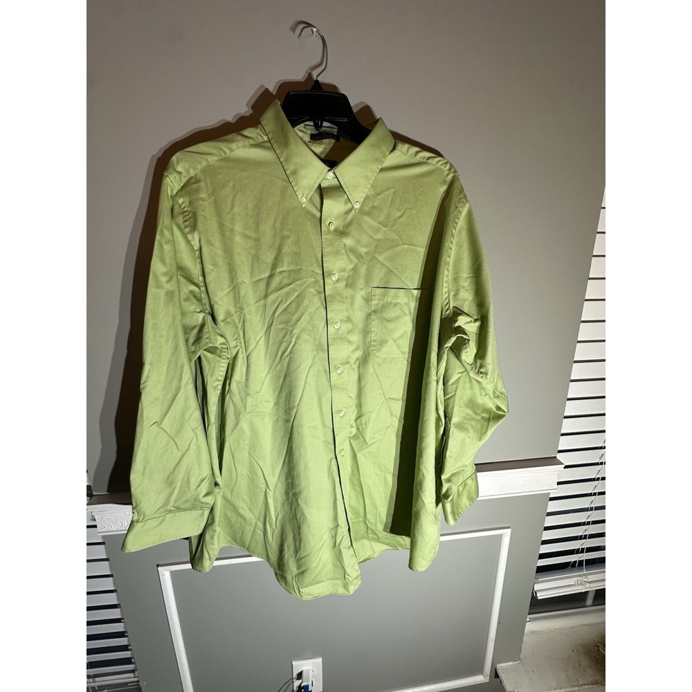 Izod 19" 34/35 Lime Green Twill Dress Shirt long sleeve button‎ down